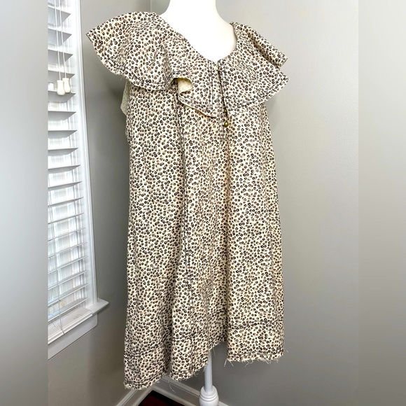 NWT Pilcro By Anthro V-Neck Ruffle Denim Mini Dress - Picture 4 of 12